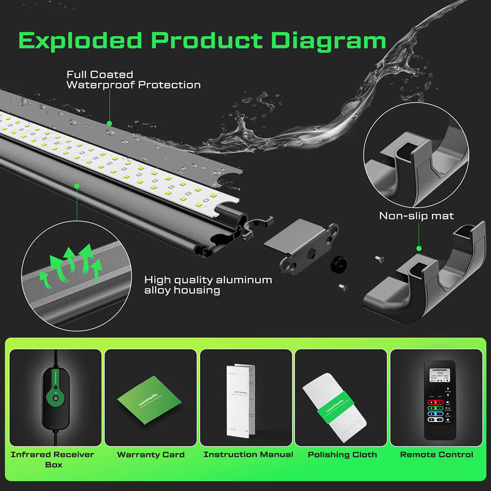 Full Spectrum IP67 Waterproof Freshwater LED Aquarium Light with Remote