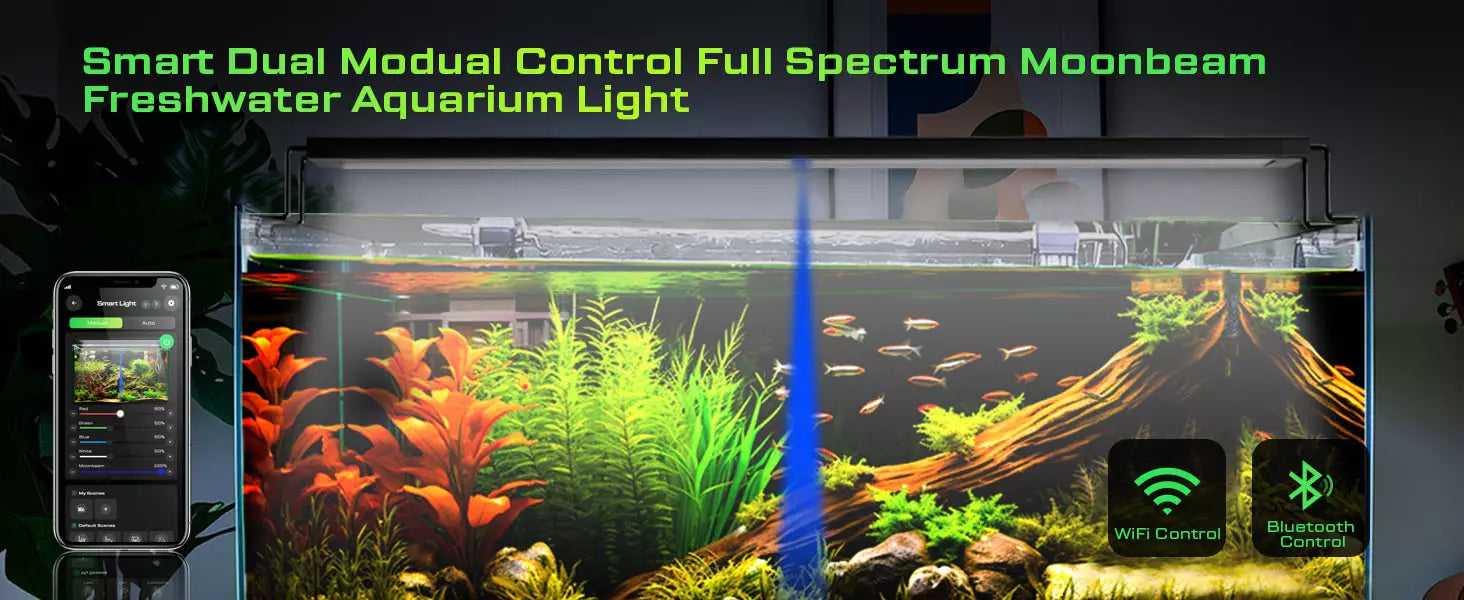 smart dual modual control full spectrum moonbeam freshwater aquarium light