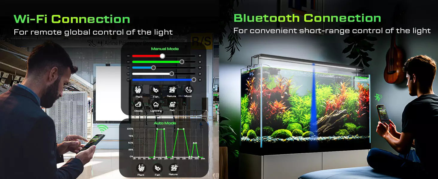 WiFi&bluetooth dual modual control fish tank light